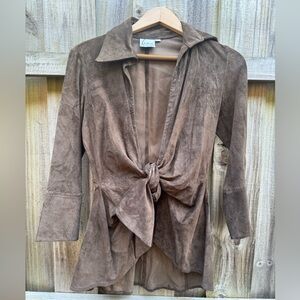 Finley Brown Suede Tie Front Blazer